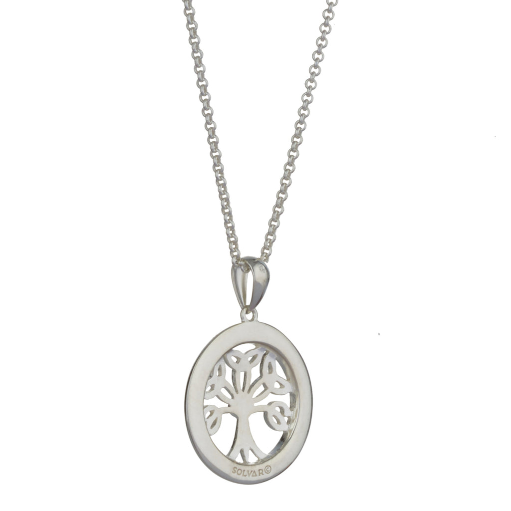 Tree of Life Pendant Sterling Silver & Connemara Marble with 18" Silver Chain
