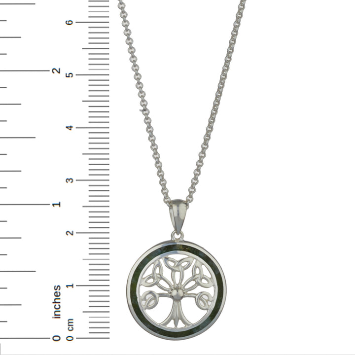 Tree of Life Pendant Sterling Silver & Connemara Marble with 18" Silver Chain