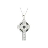 Celtic Cross Necklace For Women In Silver with Connemara Marble on 18" chain